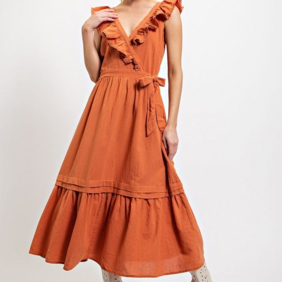 NWT Ruffle Collar Tie Waist Dress - Picture 6 of 6